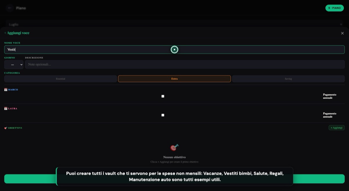 Aggiunta di un nuovo vault Vestiti bimbi nel Piano di Nestly